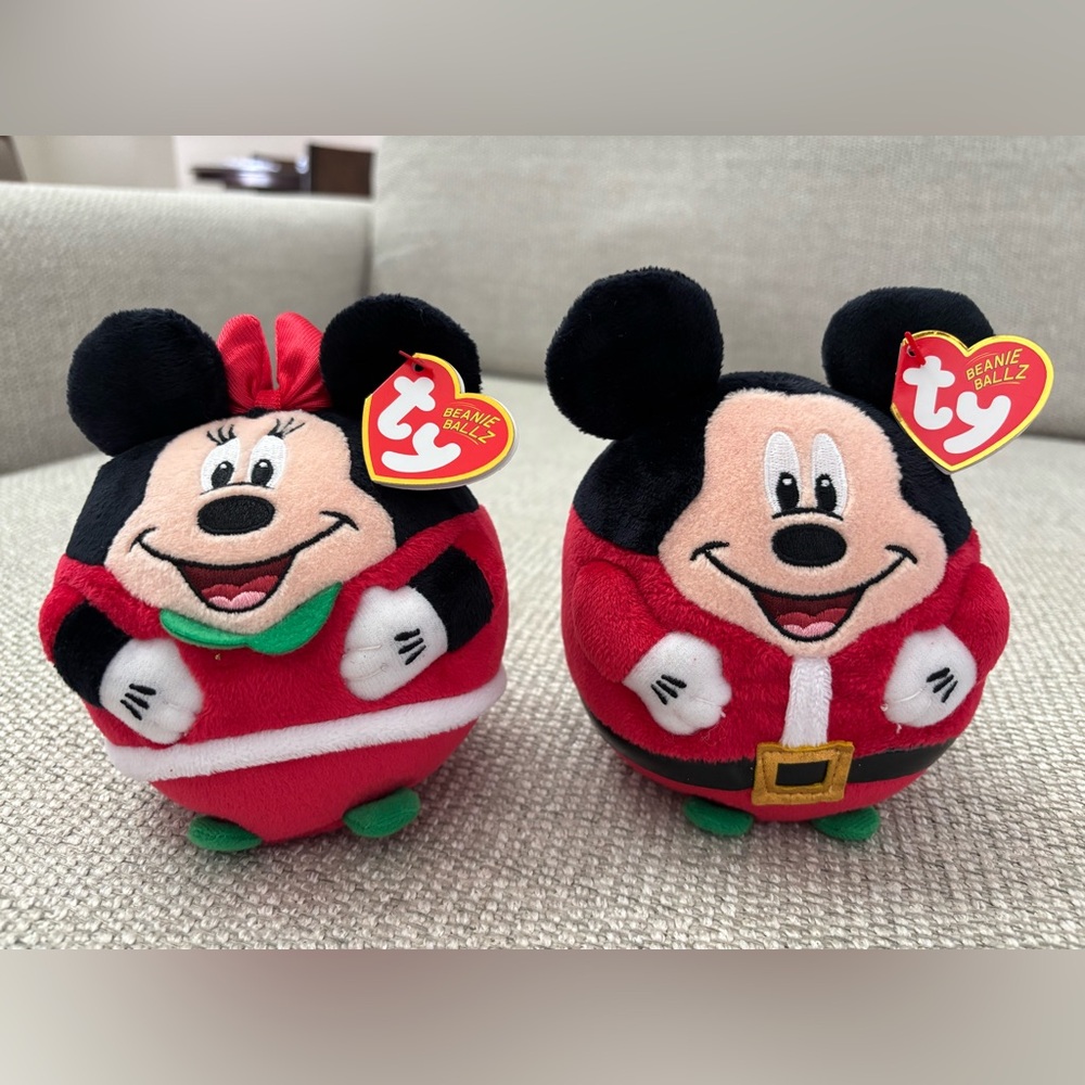 Ty Beanie Ballz Mickey & Minnie (NWT)